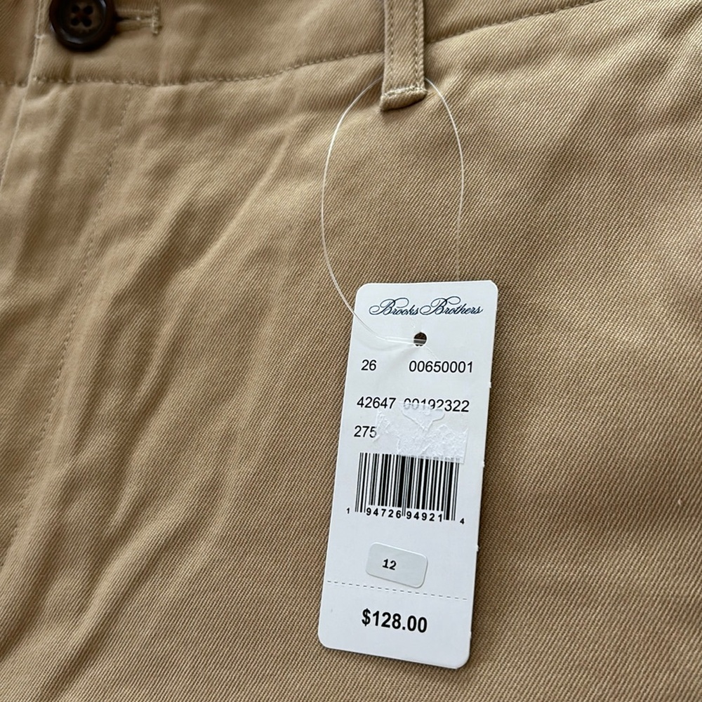 NWT Brooks Brothers Garment Washed Stretch Cotton Chinos Size- 12 - Picture 2 of 5